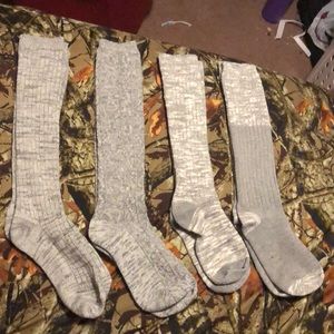 Grey Knee High Socks (4 Pairs)